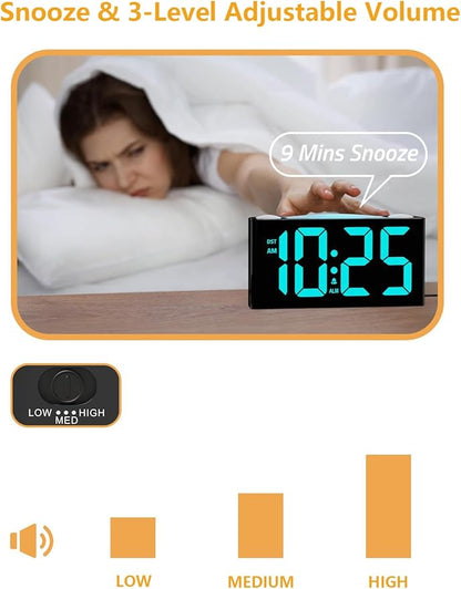 Mesqool Wake Up on Time: Vibrating Alarm Clock with Bed Shaker, Loud Sound & Color Display – USB Charging, 8-Color Light, Battery Backup – Great for Heavy Sleepers, Seniors & Hearing Impaired