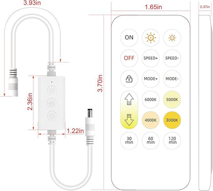 Pandery CCT LED Controller Kit,iOS/Andriod App Control 2.4G RF Wireless Remote Control,CCT LED Controller/Dimmer,for 2PIN CCT LED Strip Light,with Timing Function,Music Mode,Group Control