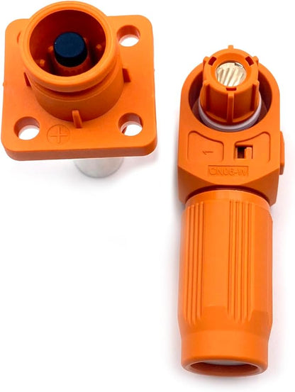 1 Set Battery Energy Storage Connector, 200A High Current Connectors Quick Plug Terminal Orange Right Angle Plug and Socket IP67 Waterproof Power Adapter Crimping 50mm² Wiring (1500V)