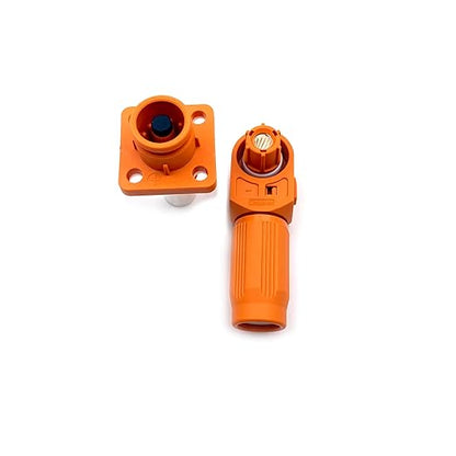 300A Battery Energy Storage Connector, 95mm² High Current Connectors IP67 Waterproof Crimping Wiring Power Adapter Quick Plug Terminal Right Angle Plug and Socket (1500V Black+Orange)