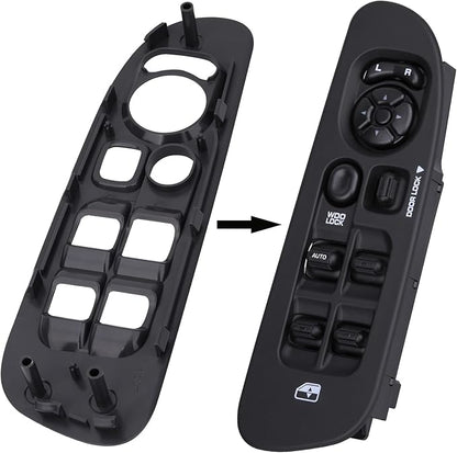 Obaee Driver & Passenger Door Window Control Switch Panel Bezel Compatible with 2002-2009 Dodge Ram 1500 2500 3500 Front Right & Left Window Button Border Trim, Black