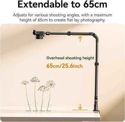 ULANZI ZJ02 Camera Desk Mount Overhead Magic Arm, 98cm/38.6inch Aluminum Adjustable Articulating Arm with 1/4" Ball Head for Cameras DSLR Lights Mount for Live Streaming/Photo Video Shooting