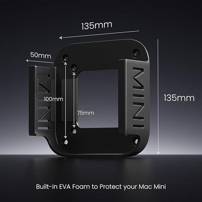 Fasgear Mac mini 2024 Under Desk Mount - VESA Mount 75x75mm 100x100mm, Wall Mounting Bracket, Durable ABS Mac mini M4/M4 Pro Accessories