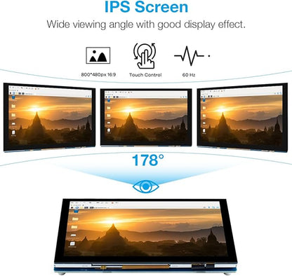 Hosyond 5 Inch Touchscreen IPS MIPI DSI Display Compatible with Raspberry Pi 5/4/3, 800x480 Pixel Capacitive Screen Driver-Free Interface