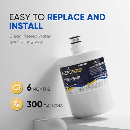 PUREPLUS NSF/ANSI 401, 53, 42 & NSF P473 Certified Replacement for LG LT500P, ADQ72910901, GEN11042FR-08, Kenmore 9890, 469890, HDX FML-1, ADQ72910907 Refrigerator Water Filter, 3Pack
