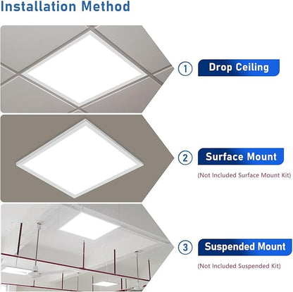 CycevSun 6-Pack 2x2 LED Flat Panel Light Drop Ceiling, 40W, Bright 4400LM, 3CCT 3000K/4000K/5000K Switchable, 0-10V Dimmable, 100-277V, ETL Listed