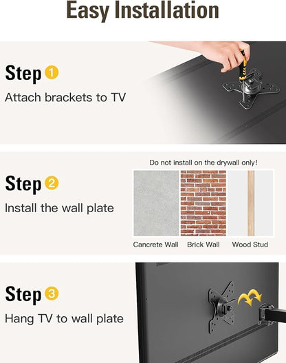 Mounting Dream UL Listed Full Motion Monitor Wall Mount TV Bracket for 10-26 Inch LED, LCD Flat Screen TVs and Monitors, TV Mount with Swivel Articulating Arm, Up to VESA 100x100mm and 33LBS MD2463