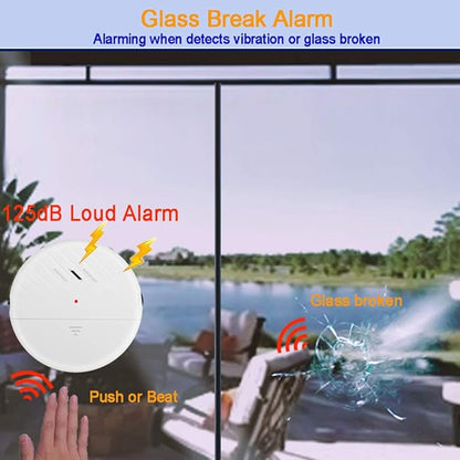 EverNary Window Vibration Alarm,6Pack 125dB Loud Ultra-Slim Anti-Theft Alarm for Door and Window Glass Break Sensor Alert with Adjustable Sensitivity (6, White)