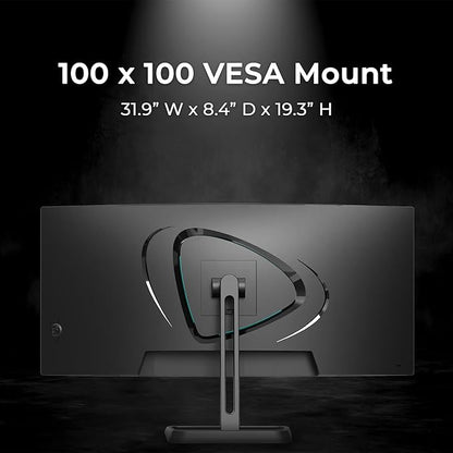 Deco Gear 34” Ultrawide Curved Gaming Monitor 3440×1440 UWQHD, 180Hz, 1ms MPRT, VA Panel, 1500R, HDR Ready, 100% sRGB, Adaptive Sync, Dual HDMI/DP, 21:9, VESA Mount, Tilt Adjustable - American Seller