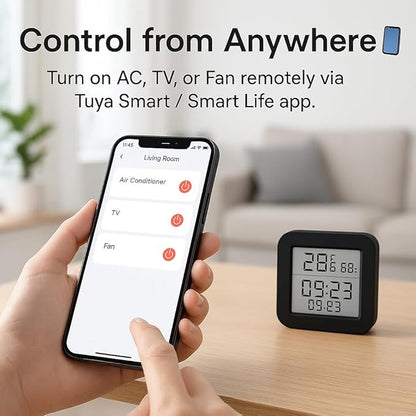 Toyanc Universal Remote Hub: WiFi IR Blaster with Built-in Temp & Humidity Monitor - Smart Home Automation for Air Conditioner, TV, & Audio - Compatible with Smart Life, Tuya, Alexa & Google