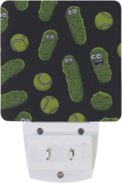 Pigsaly Led Night Light Cartoon Pickle Ball Night Light Plug in Wall Lamp Smart Dusk to Dawn Sensor Nightlight Led Lamp Energy Saving Lights Gift for Kids Room Bedroom Bathroom Hallway
