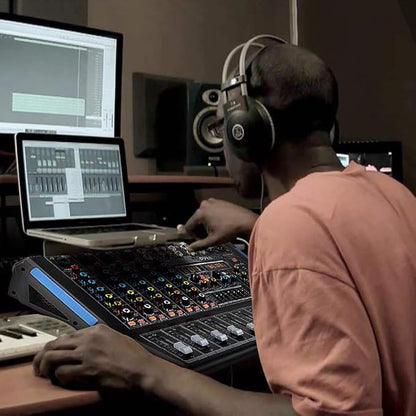 Pyle 6-Channel Bluetooth Studio Audio Mixer - DJ Controller w/ USB Drive - XLR Mic Input - +48V Phantom Power - 16 DSP Effects - MP3/WAV Playback - For Professional & Beginner Use - PMXU67BT