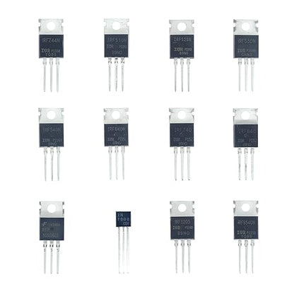 Minidodoca 12 Values 80 Pcs MOSFET Transistor Assortment Kit N&P Channel MOSFET IRFZ44N IRF510N IRF530N IRF530N IRF540N IRF640N IRF740 IRF840 RFP30N06LE 2N7000 IRF3205 IRF9540 Logic Level P&NMOS Kit
