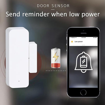 WiFi Door Sensor Window Detector: Smart Window Contact Sensor, Wireless Magnetic Door Open Detector with Free Notification Alerts, Compatible with Alexa Google Assistant (4-Pack)