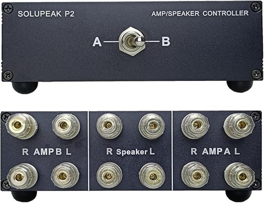 SOLUPEAK P2 2(1)-in-1(2)-Out Amp Amplifier Speaker Switcher Selector Switch Splitter 2-Way Loudspeaker Control Combiner Box