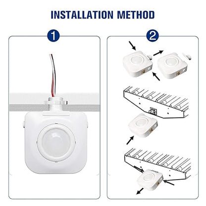 ECOELER High-Bay Occupancy Sensor Switch, 360° Passive Infrared PIR Ceiling Sensor, 120-277VAC, Neutral Wire Required, Automatic Commercial/Residential Lighting Solution, UL Listed, 10 Pack