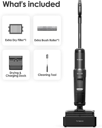 Tineco Floor One S7 Stretch Steam Cordless Wet Dry Vacuum Steam Mop All-in-One, 320℉ HyperSteam, 180° Lay-Flat, Anti-Tangle Design, FlashDry Self-Cleaning, Up to 75 Min Runtime