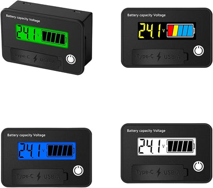 MOAIYU DC8-30V Electricity Meter Digital LCD Display Car Battery Charging Levels Indicators Leads Acid Lithium Voltmeter