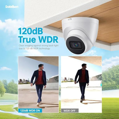 OHBET DahuaSecurity 4K 8MP PoE IP Dome Camera – Outdoor AI Security Turret Camera with Human & Vehicle Detection, 98ft IR Night Vision, IP67, Built-in Mic, Smart Surveillance for Home