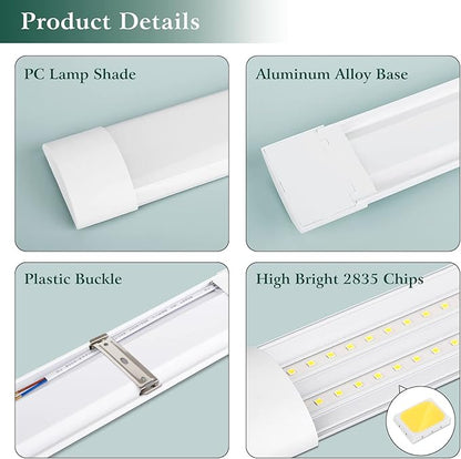colmeguna 8 Packs 4FT LED Batten Light, Ultra-Thin Slim Ceiling Surface Mounted Light, 40W, 4000K, IP20, LED Ceiling Lamp for Garage, Shop, Hallway, Office, Market