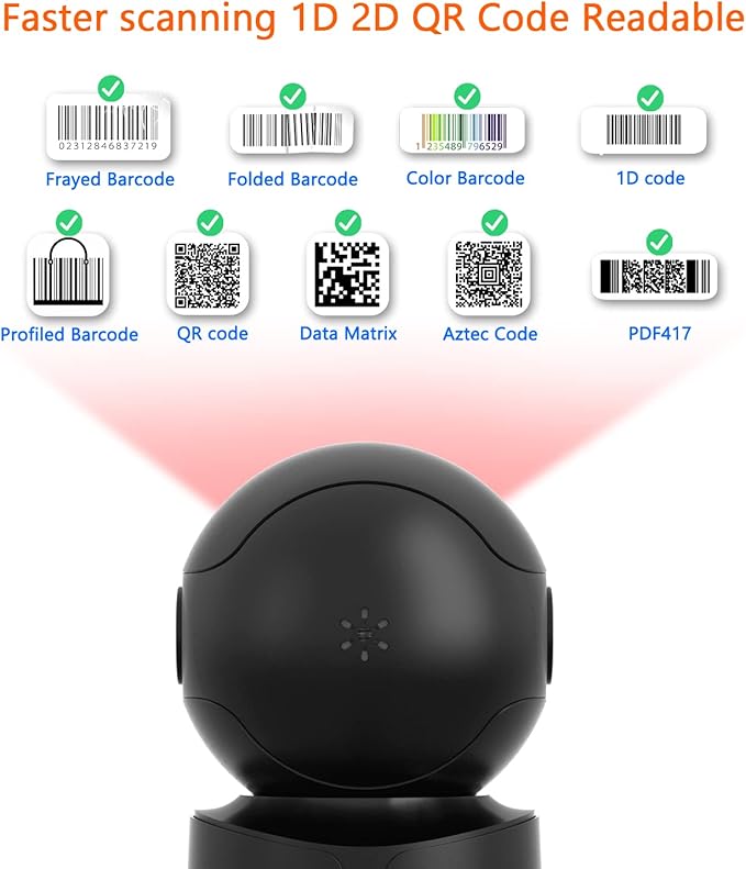 NetumScan Automatic Omnidirectional Desktop Barcode Scanner, Hands-Free USB Wired QR Barcode Reader, 1D 2D Bar Code Image Sensing for Warehouse, Supermarket, Retail Store, Bookstore Pos System