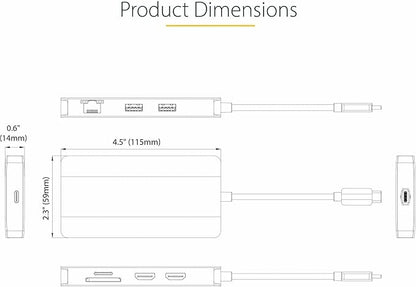 StarTech.com 8-in-1 Mini Docking Station for Windows, ChromeOS and Ubuntu, Dual 4K 60Hz HDMI Video, HDR10, USB 5Gbps Hub, 100W Laptop Charging, GbE, SD, MicroSD