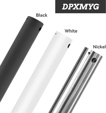 DPXMYG 72 inch Ceiling Fan Downrod with Extension Cord, 6 FT White Downrod for Ceiling Fan, 1 inch Outside Diameter, Ceiling Fan Boom Suitable for a Wide Range of Fans (White, Not Threaded)