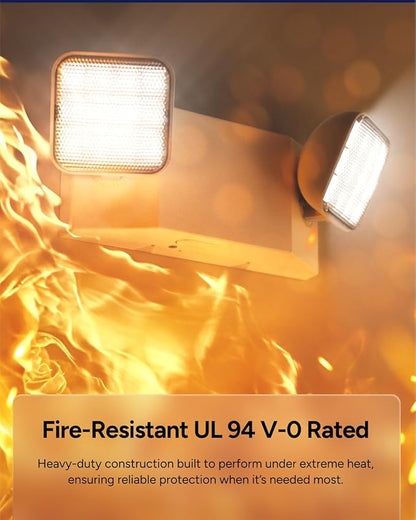 Sunco LED Emergency Lights, Commercial Lighting for Business, Power Outages, Offices, with Backup Battery (90 Minutes), Wall Mount, Hard Wired, 120-277V, Fire Resistant (94V-0) UL.