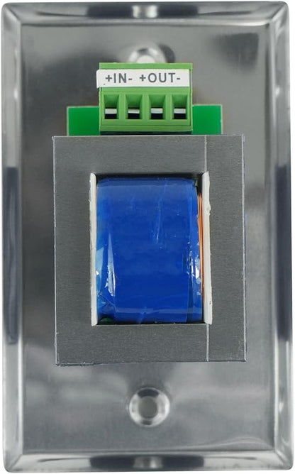 Rockville VOL70200 SS 200W 70V Wall Volume Control Zone Controller, Stainless Steel, Single-Gang, Euro-Block Connectors, Perfect for Commercial Audio Systems