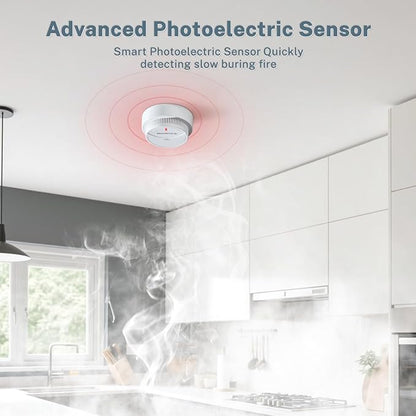 Smoke Detector 1 Pack,Fire Alarms Smoke Detectors with Photoelectric Technology with LED Lndicator and Test Button,Smoke Alarm for Home,Bedroom,Kitchen