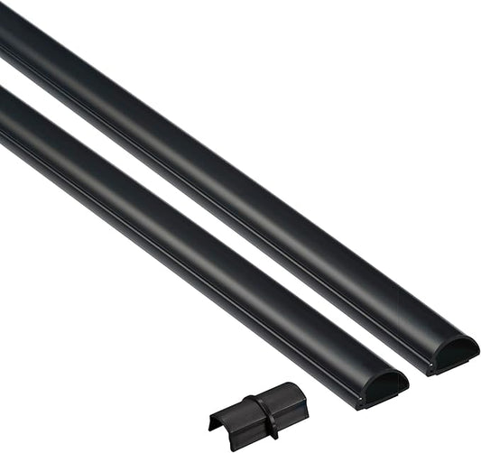 D-Line 31.4in TV Cord Hider, Patented Half Round Cable Cover, Hide Wall Mount TV Wires, Hinged One-Piece Cable Concealer, Adhesive, Decorative Raceway - 2X 0.78in W x 0.39in H x 15.7in L - Black