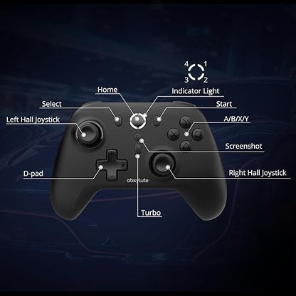 C6 Wireless PC Controller, Bluetooth Game Controller- 1000Hz Polling Rate- Hall Effect Joystick for Windows PC, Nintendo Switch, Switch 2, Steam Deck, Android TV/Mobile, iOS, MAC &Tesla Vibration Turbo