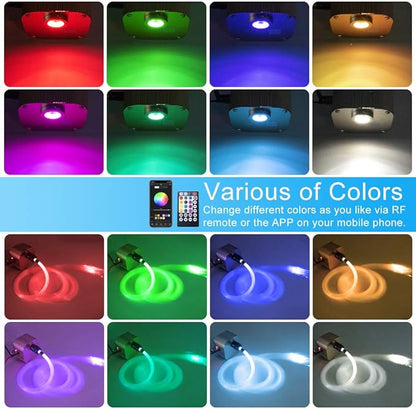AMKI 16W Bluetooth Twinkle Fiber Optic Star Ceiling Lights Lamp Kit, LED RGBW Engine Driver APP/Remote Control (430pcs(0.03in+0.04in+0.06in)9.8ft)