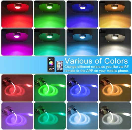 AMKI 16W Bluetooth Twinkle Fiber Optic Star Ceiling Lights Lamp Kit, LED RGBW Engine Driver APP/Remote Control (430pcs(0.03in+0.04in+0.06in)9.8ft)