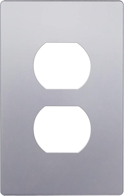 ENERLITES Elite Series Duplex Outlet Receptacle Cover, Screwless Wall Plate, Standard Size, 1-Gang 4.68" x 2.93", Unbreakable Polycarbonate Thermoplastic, UL Listed, SI8821-SV, Silver