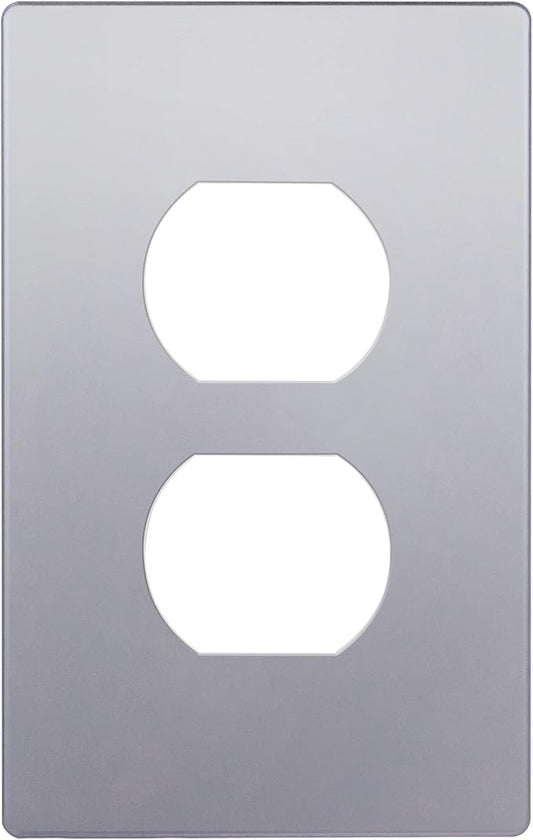 ENERLITES Elite Series Duplex Outlet Receptacle Cover, Screwless Wall Plate, Standard Size, 1-Gang 4.68" x 2.93", Unbreakable Polycarbonate Thermoplastic, UL Listed, SI8821-SV, Silver