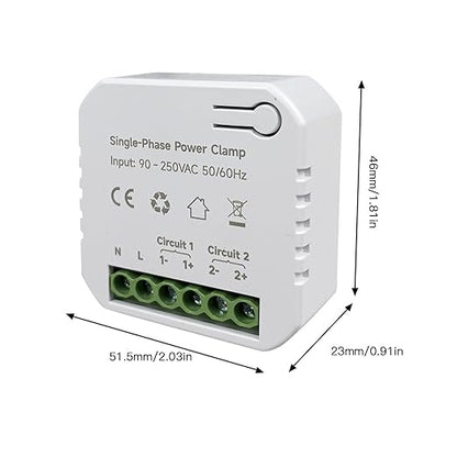 Smart Energy Monitor with 2PCS 120A CT Clamps Home Electricity Usage Meter 90-250VAC Real Time Power Consumption Tracker for Solar Grid Systems Voltage Current Frequency Monitor