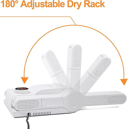 FORLIM [Upgraded Temperature Control] Shoe & Boot Dryer for Work Boots with 24-Hour Delay Timer, Portable Glove Dryer, Boot Warmer, Automatic Shut-Off Timer, Folding Design, Smart Panel, White