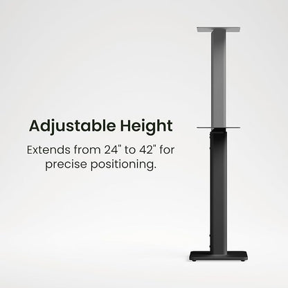 Kanto SPH Universal Height Adjustable Floor Speaker Stands for Bookshelf Speakers up to 30 lb (13.6 kg) | 24”-42” Height Adjustment | Internal Cable Management | Pair | Black