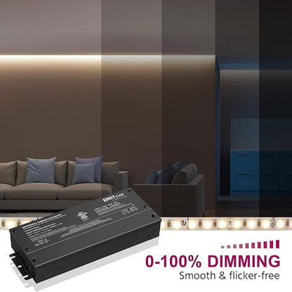 EMITEVER Dimmable Led Driver, 300W AC 110V-277V to DC 24V Transformer, 5-in-1 Dimming: ELV/MLV/TRIAC / 0-10V / 1-10V / 10V PWM/Potentiometer, Waterproof IP67 and UL Listed