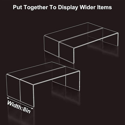 Blaithom Acrylic Display Riser Stand,4Pcs 12'' Length Tier Display Stands, Thickened to 0.2''(5mm) Acrylic Shelf Risers for Perfume Display,Risers for Buffet Table,Cupcake Stand,Pop Figurines,Tumbler,Food