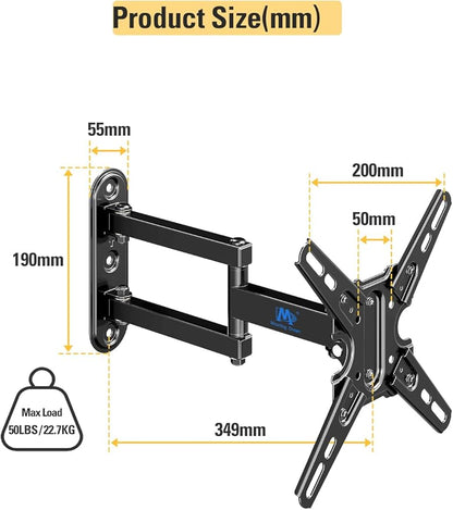 Mounting Dream UL Listed TV Mount Swivel and Tilt for Most 13-42 Inch TVs, Full Motion TV Wall Mount Bracket with Articulating Arm, Max VESA 200x200mm, Loading 50 lbs, MD2465