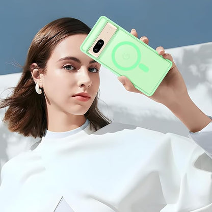 Magnetic for Google Pixel 7 Case, [Military Grade Drop Protection] [Compatible with MagSafe] Shockproof Slim Translucent Matte Anti-Slip for Women Girls Men Case, Matcha Green