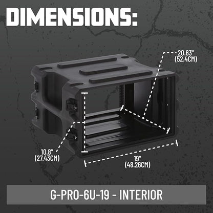 Gator Cases Pro Series 6U Rack Case with Standard 19" Depth, Roto Molded Made in USA (G-PRO-6U-19)