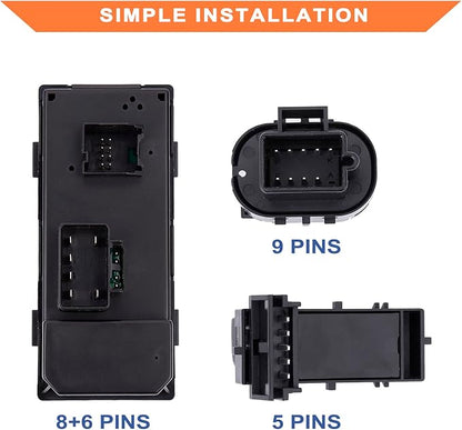 Power Window Control & Front Driver Side Mirror Switch & Door Lock Switch (3PCS) for 2007-2013 Silverado/Sierra 1500 2500 3500 HD. Replaces Part # 25789692 15804093 22883768