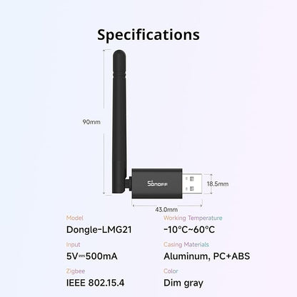 SONOFF Zigbee 3.0 & Thread Dongle Lite (EFR32MG21) | USB Stick Coordinator for Home Assistant & Zigbee2MQTT | Compact Gateway with Easy Firmware Flashing & Extension Cable