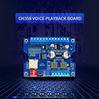Voice Playback Module with 1GB Card,80W Low Lever Trigger DC 9-24V CH358D Chip Support USB Download, MP3 Hardware Decoding,10-Way Button One-to-One,8 Combined Voice Board for Industry Broadcast.