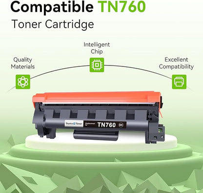 Compatible Toner Cartridge Replacement for Brother TN760 TN-760 TN730/760 TN-730 High Yield MFC-L2710DW MFC-L2750DW HL-L2395DW HL-L2370DW DCP-L2550DW HL-L2390DW HL-L2350DW Printer Black, 4 Pack