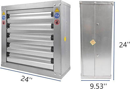 GRELWT 24" Wall Mounted Exhaust Fan - Variable Speed -Automatic Shutter - Vent Fan For Home Attic, Shed, or Garage Ventilation, 4390 CFM, 6180 SQF Coverage Area, New Version