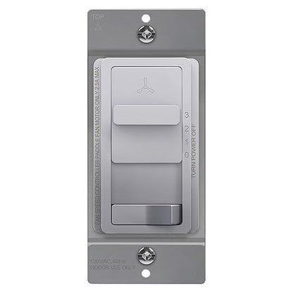 TOPGREENER Kalide Light Switch and 3-Speed Ceiling Fan Control Combo, in Wall Light and Fan Combination Switch, Single Pole, 2.5A, 720W, Neutral Wire Not Required, TGSFS3-SV, Silver